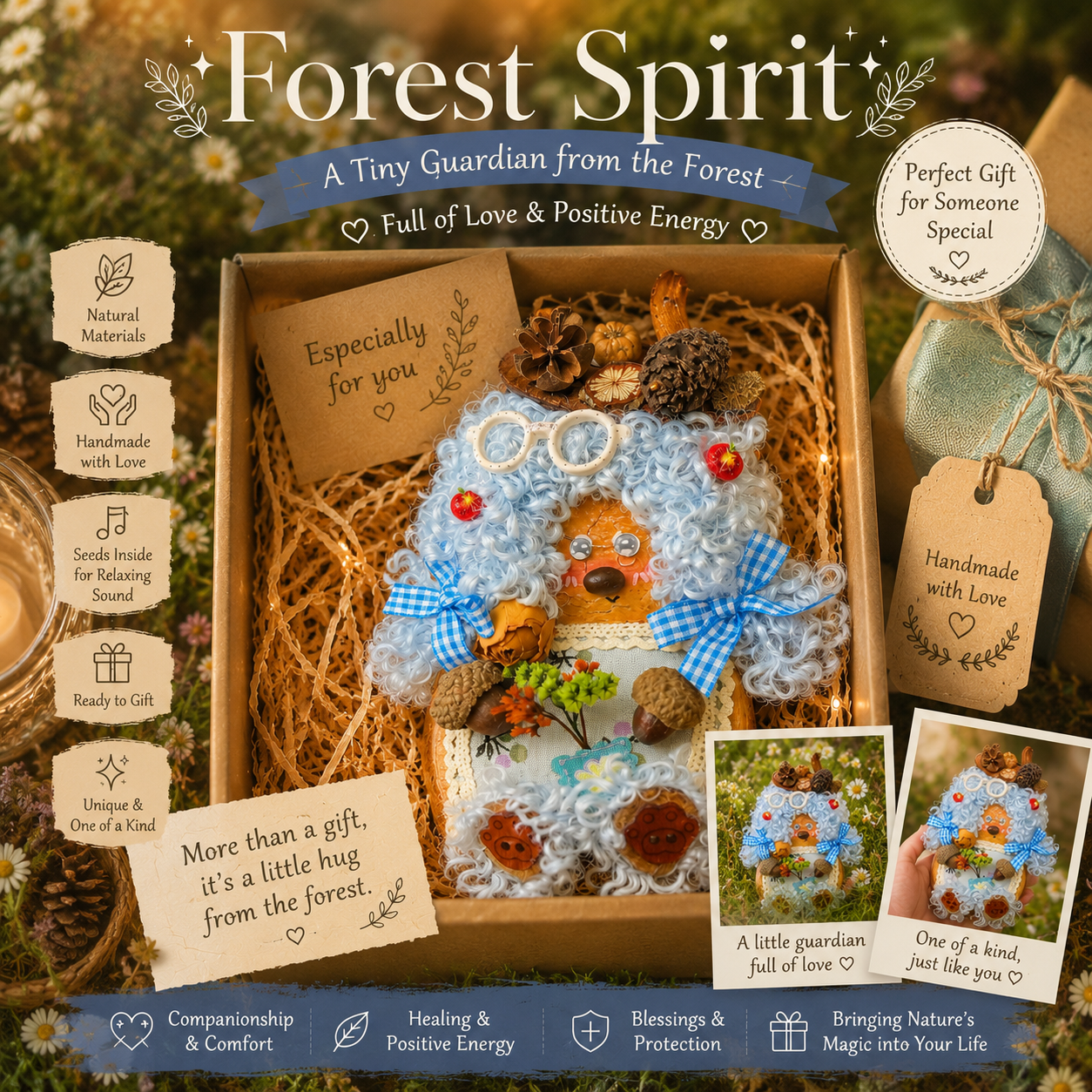 Forest Spirit – Nature Series | Handmade Giant Botanical Pod Fairy | Woodland Healing Companion | Cottagecore Forest Decor Gift