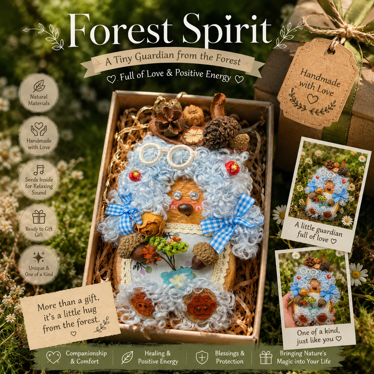 Forest Spirit – Nature Series | Handmade Giant Botanical Pod Fairy | Woodland Healing Companion | Cottagecore Forest Decor Gift