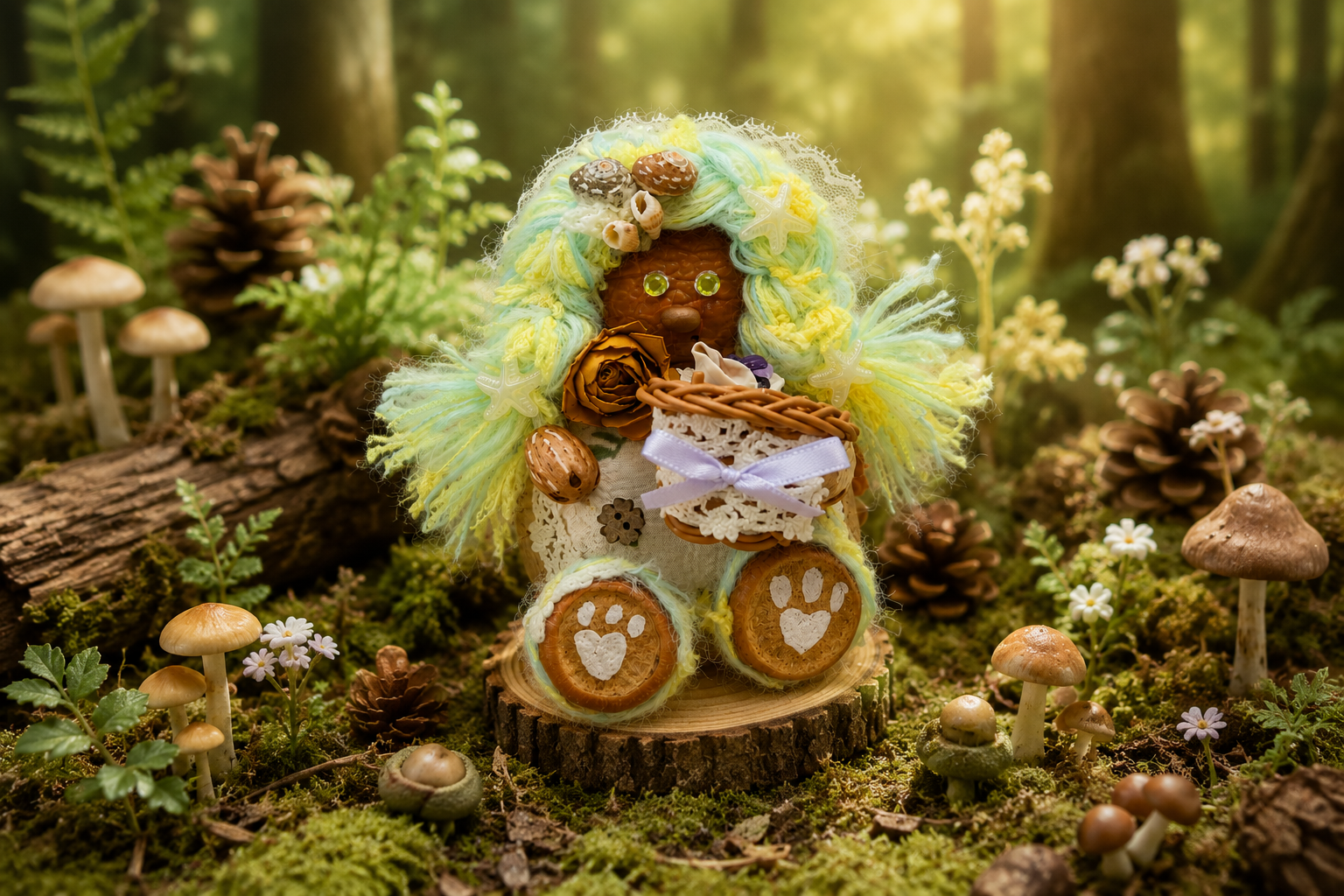 Handmade Forest Elf Doll – Ocean Series Botanical Art Decor