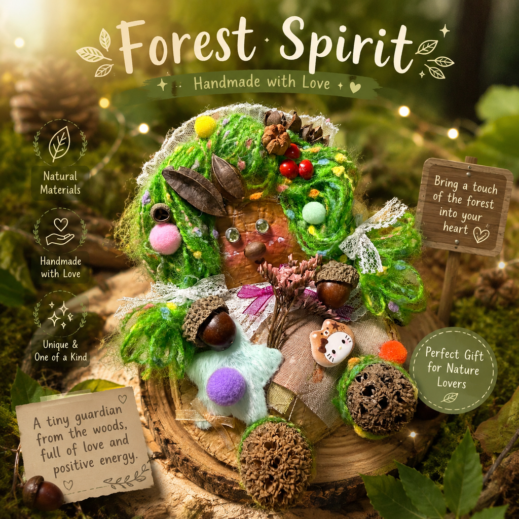 Forest Spirit Handmade Pod Doll | Nature-Inspired Woodland Art Toy | Handmade Botanical Fairy Decor | Unique Gift for Nature Lovers