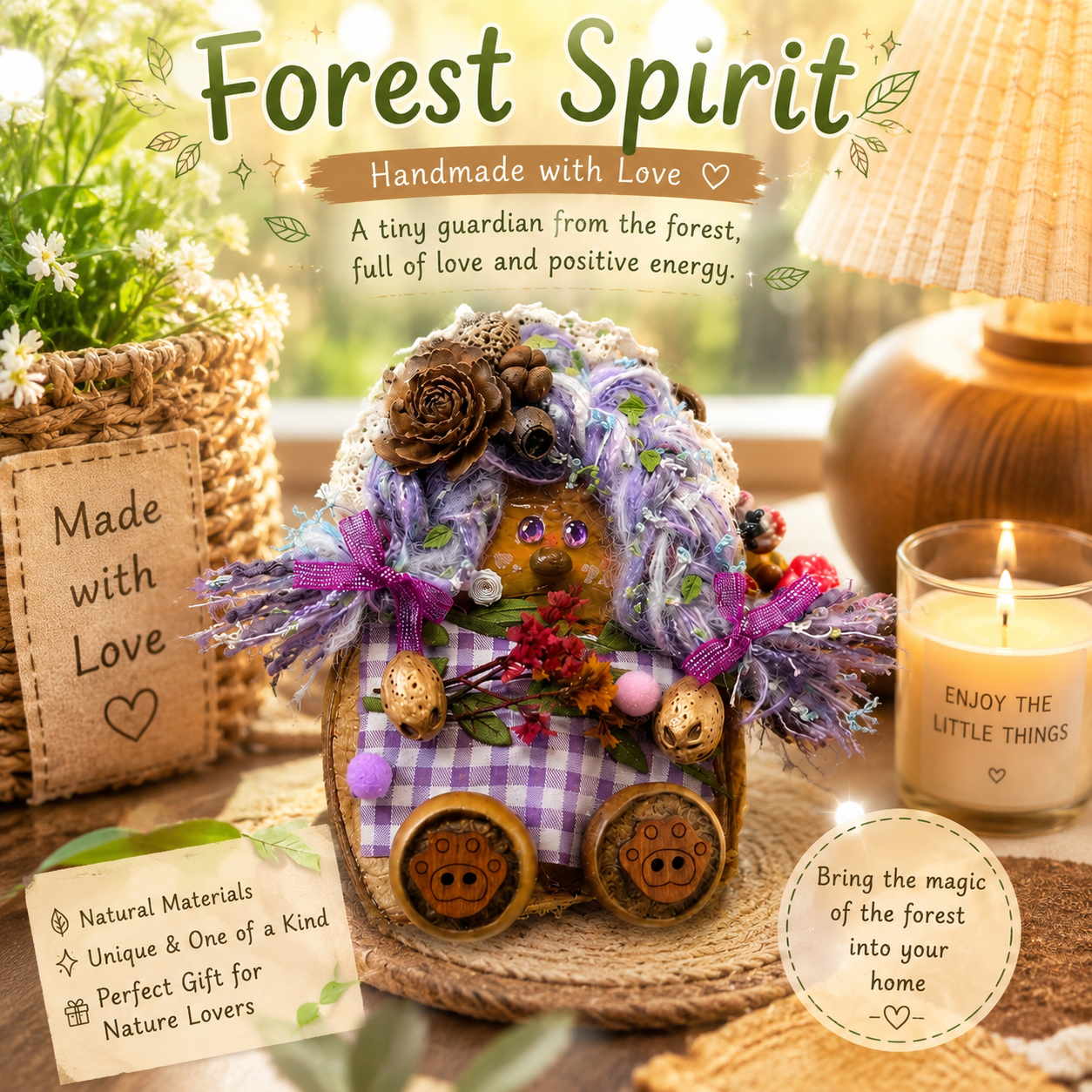 Forest Spirit – Garden Series | Handmade Botanical Pod Doll | Romantic Woodland Fairy Decor | Healing Nature Gift | One-of-a-Kind Art Doll