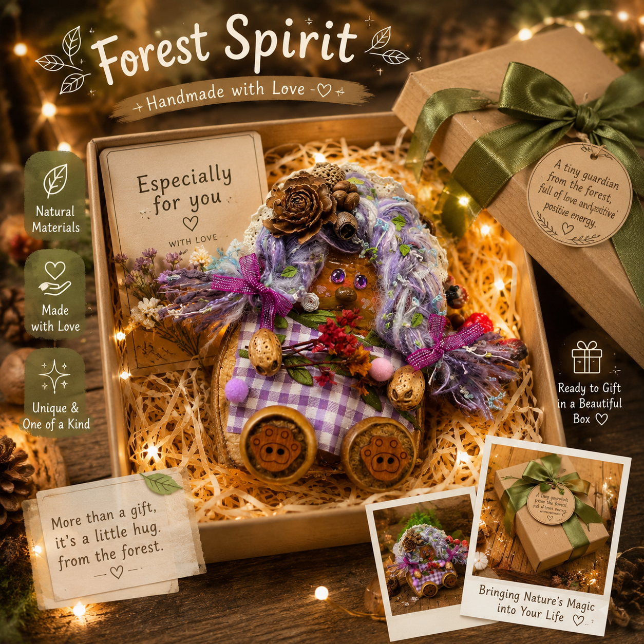 Forest Spirit – Garden Series | Handmade Botanical Pod Doll | Romantic Woodland Fairy Decor | Healing Nature Gift | One-of-a-Kind Art Doll