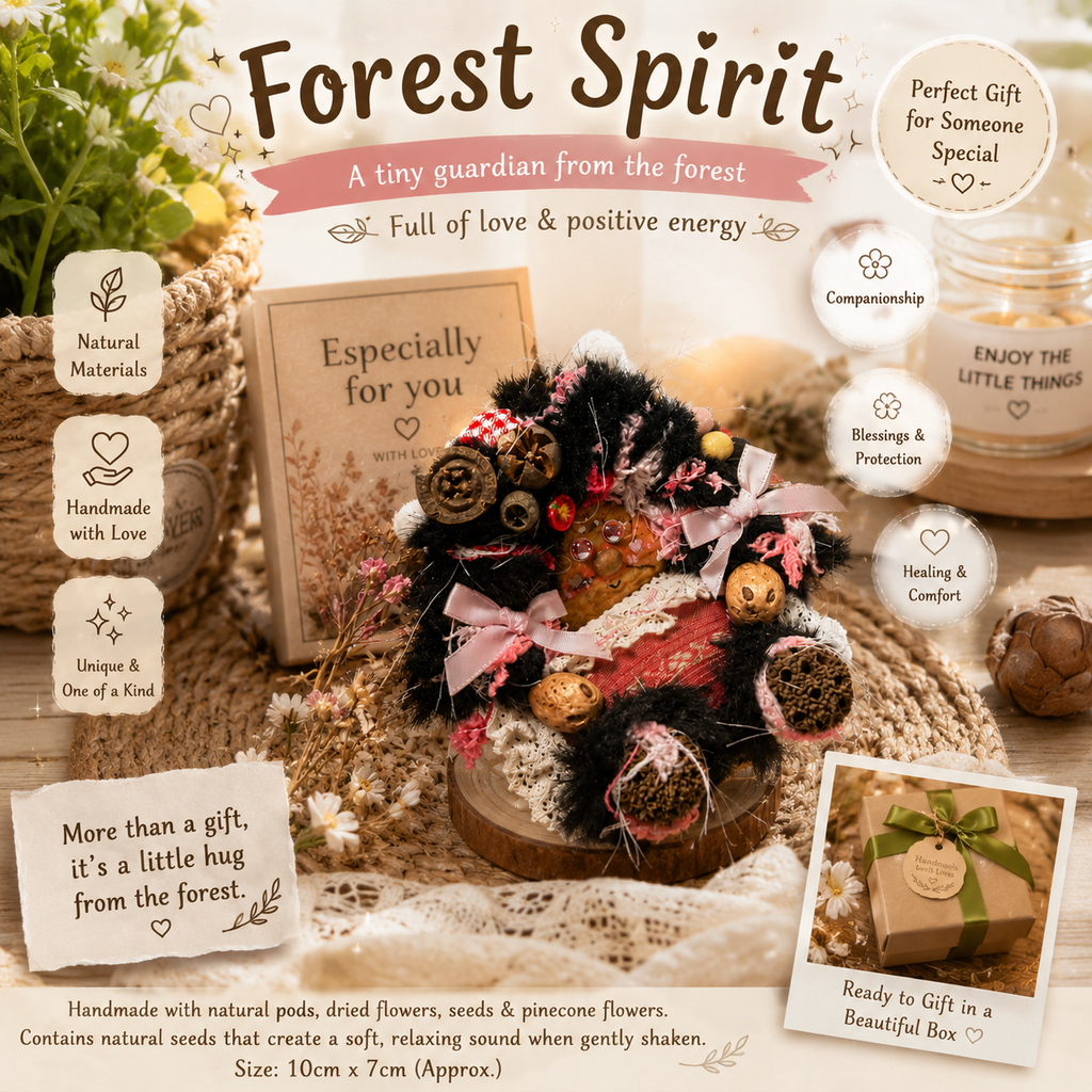 Forest Spirit – Dark Woodland Series | Handmade Botanical Pod Doll | Gothic Forest Fairy Decor | Healing Nature Gift | One-of-a-Kind Art Doll