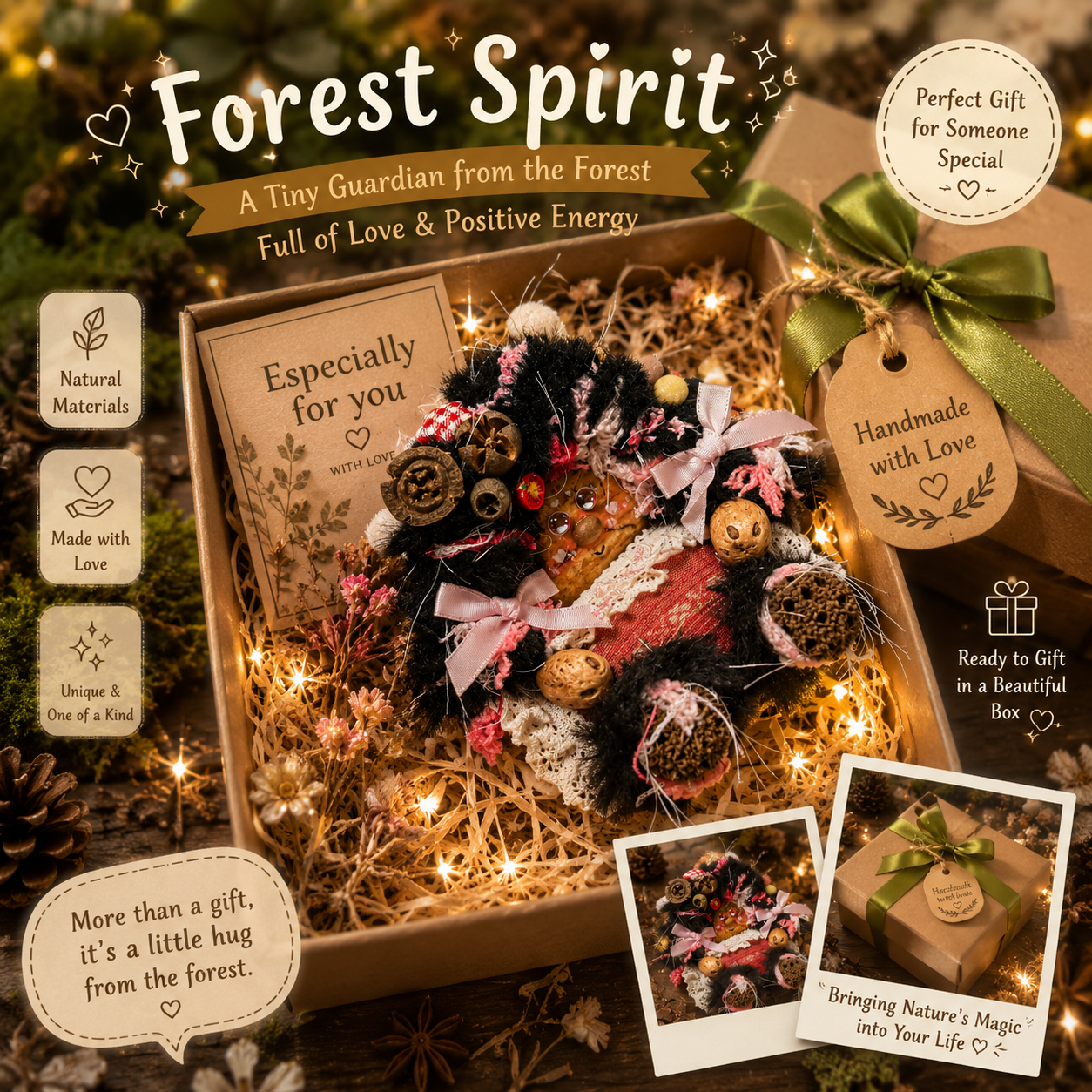 Forest Spirit – Dark Woodland Series | Handmade Botanical Pod Doll | Gothic Forest Fairy Decor | Healing Nature Gift | One-of-a-Kind Art Doll