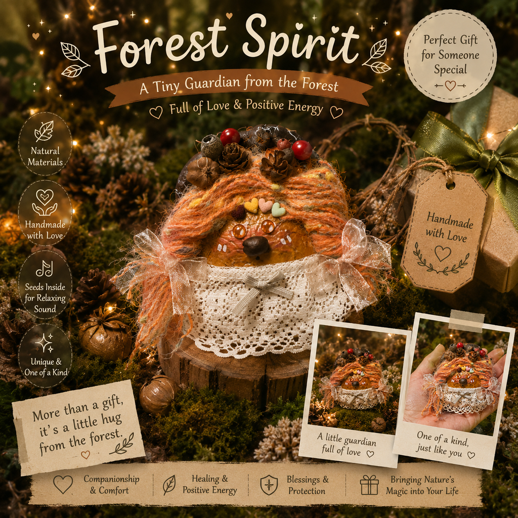 Forest Spirit – Garden Series | Mini Handmade Botanical Pod Doll | Romantic Woodland Fairy Decor | Healing Pocket Companion Gift