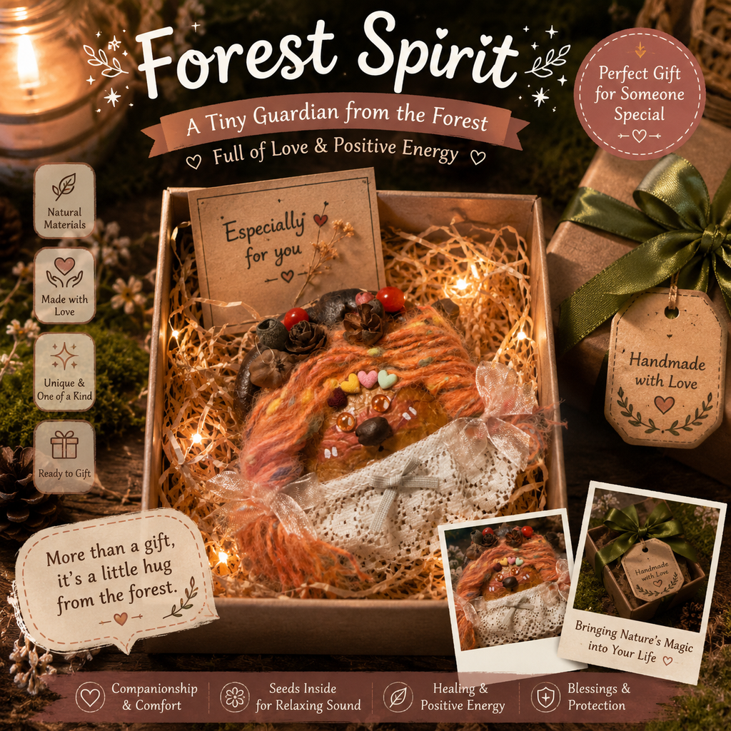 Forest Spirit – Garden Series | Mini Handmade Botanical Pod Doll | Romantic Woodland Fairy Decor | Healing Pocket Companion Gift
