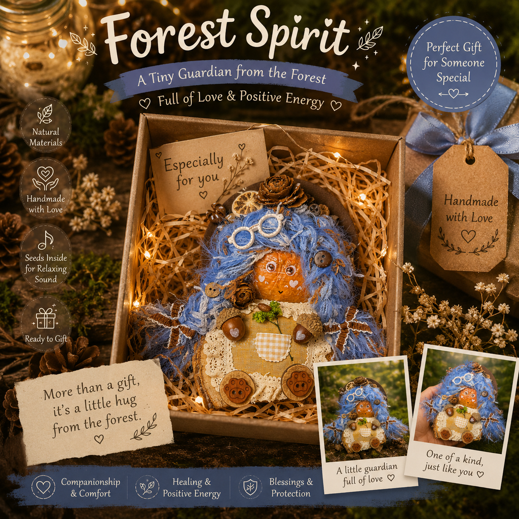 Forest Spirit – Woodland Series | Handmade Giant Pod Fairy Doll | Nature-Inspired Botanical Art Decor | Healing Forest Companion Gift
