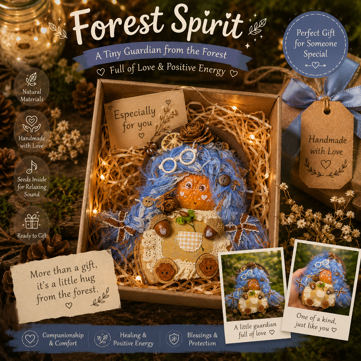 Forest Spirit – Woodland Series | Handmade Giant Pod Fairy Doll | Nature-Inspired Botanical Art Decor | Healing Forest Companion Gift